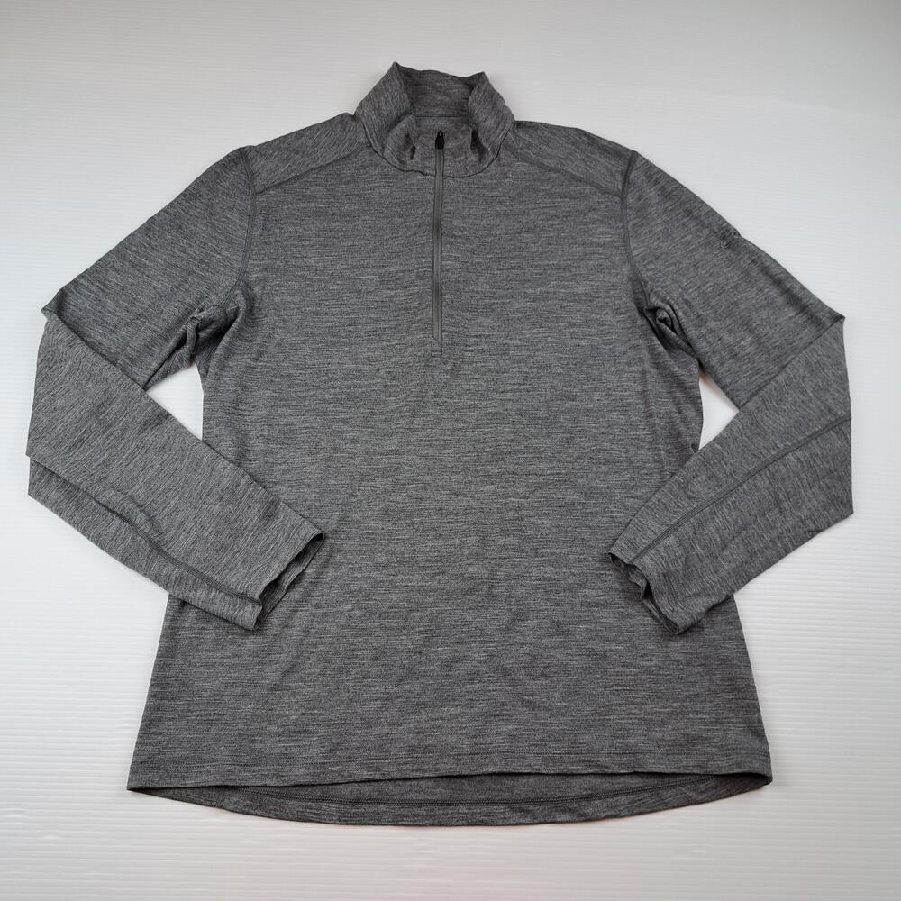 Icebreaker Shirt Mens Large Gray Merino 200 1/4 Zip Mock Neck Base Layer Top